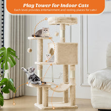 Load image into Gallery viewer, Sweetcrispy 44 Inch Cat Tree Tower, Cat Climbing Tower with Natural Sisal Scratching Posts, Hammock, Pet Condo for Indoor Cats and Kittens Play, Beige