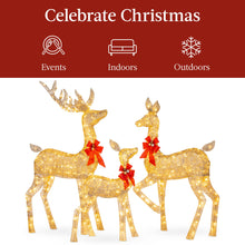 Load image into Gallery viewer, Best Choice Products 3-Piece Large Lighted Christmas Deer Family Set 5Ft Outdoor Yard Decoration with 360 LED Lights, Stakes, Zip Ties - Gold