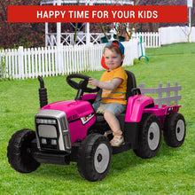 Load image into Gallery viewer, Garvee 12V 4.5Ah Kids Ride on Tractor with Trailer & Remote Control, 5Mph Speed, Toddler Electric Vehicle Car with Headlights,2+1 Gear Shift, Music, USB for 3-6 Years Children, Two 25W Motors, Rose