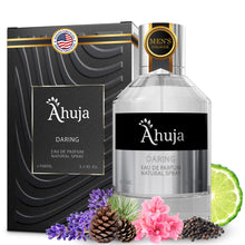 Load image into Gallery viewer, AHUJA Daring Eau de Parfum Cologne for Men 3.4 fl oz - Men Fragrance - Long Lasting Perfume for Men Original Bold Awakening Pepper & Citrus- Geranium & Patchouli -Luxury Scent Gift for Men EDP