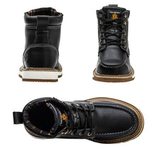 Load image into Gallery viewer, KELODON Waterproof Steel Toe Boots For Men-6" Leather Moc Toe Winter Warm Work Boots Mens Steel Toe Shoes Indestructible Non Slip Resistant Construction Safety Boot,Black,size 9.5 Men