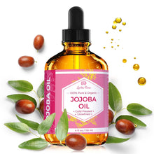 Load image into Gallery viewer, Leven Rose Jojoba Oil Organic, Pure Cold Pressed Natural Unrefined Moisturizer for Skin Hair and Nails 4 oz