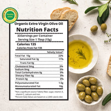Load image into Gallery viewer, M.G. PAPPAS Italian Organic Olive Oil Extra Virgin Cold Pressed Award Winning, Unfiltered EVOO, Gluten-Free, Allergens Free Italian Olive Oil - Perfect for Salads, Dipping, Cooking, 16.9 Oz (500ml)