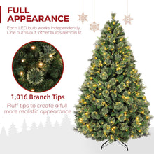 Load image into Gallery viewer, Hykolity 6 ft Prelit Christmas Tree, Artificial Christmas Pine Tree with 350 Warm White LED Lights, 1016 PVC Branch Tips & Needles, Metal Stand and Hinged Branches