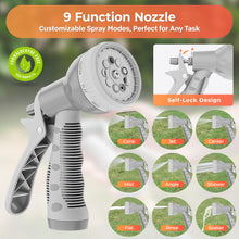 Load image into Gallery viewer, Ayleid Retractable Garden Hose Reel,1/2 in x 100 ft Wall Mounted Hose Reel, with 9- Function Sprayer Nozzle, Any Length Lock/Slow Return System/Wall Mounted/180°Swivel Bracket (Gray)