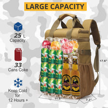 Load image into Gallery viewer, Tactical Backpack Cooler,Lunch Backpack for Men Work with Handle,Soft Cooler Backpack Insulated Waterproof Leak Proof,Heavy Ice Chest Backpack for Hiking Camping(Brown)