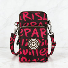 Load image into Gallery viewer, Crossbody Phone Bag for Women Men Triple-Layer Zipper Pockets Casual Daypack Adjustable Strap Hands-Free Waist Pack for Travel Shopping Workout Outdoor- Pink Letter