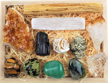 Load image into Gallery viewer, Crystals and Healing Stones Premium Kit Wooden Box - Chakra Stones Healing Crystals Set, Rose Quartz, Amethyst Cluster, Quartz Points, Chakra Pendulum (Abundance and Prosperity Crystal Collection)