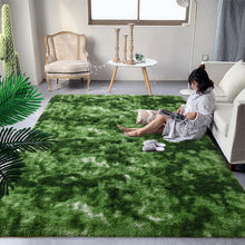 Load image into Gallery viewer, DweIke Fluffy Dark Green Rugs for Bedroom Living Room, 8x10 Large Soft Plush Shaggy Tie-Dyed Forest Moss Green Girls Boys Kids Rug, Non-Slip and Machine Washable Carpet for Dorm Nursery Decor