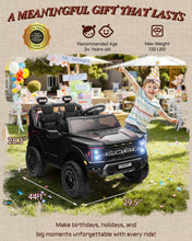 Load image into Gallery viewer, First Ride On 24V Ride on Toys for Big Kids, Licensed Ford F-150 Raptor 2 Seater Kids Ride on Car w/Remote Control, Toddler Electric Car w/LED Lights, Bluetooth, Truck Bed Storage, Soft Start (Black)