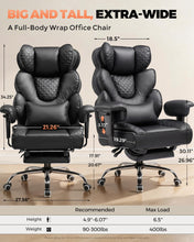 Load image into Gallery viewer, COMHOMA Big and Tall Office Chair with Upgrade Footrest, Heavy Duty Gaming Chair High Back Executive Chair with Spring Lumbar Support for Lower Back Pain Relief, 150°Reclining Adjustable Armrests