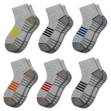 Load image into Gallery viewer, Comfoex Boys Socks 4-6 6-8 8-10 Years Old Athletic Quarter Socks Ankle Sports Socks With Cushioned Sole 6 Pairs