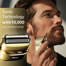 Load image into Gallery viewer, Electric Foil Shavers for Men, Mini Electric Razor, Compact Face Shaver, IPX7 Waterproof Wet Dry Cordless Razor, LED Display, USB-C, Travel-Friendly, Light Gold,Father's Day Gifts