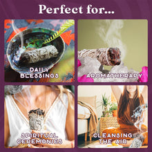 Load image into Gallery viewer, PURPLE CANYON White Sage Bundles - 3 Pack - Sage Smudge Stick for Home Cleansing Incense Healing Meditation and California Smudge Sticks Rituals - 4 Inch