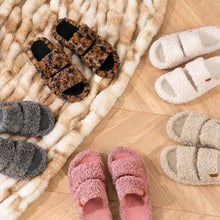 Load image into Gallery viewer, EverFoams Womens Fuzzy Open-toe Slippers Soft Comfy Memory Foam Indoor House Shoes Cool Gray,7-8 US