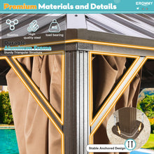 Load image into Gallery viewer, EROMMY 10' x 12' Hardtop Gazebo, Aluminum Frame Gazebos with Galvanized Steel Double Roof, Permanent Outdoor Metal Pavilion with Curtain and Netting for Patio, Lawn, Deck