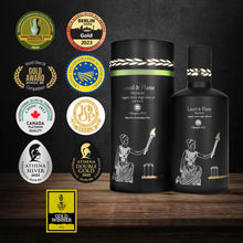 Load image into Gallery viewer, World's Best Gold Award - Laurel & Flame Olympia PGI Olive Oil Extra Virgin - Polyphenol Rich (706 MG/KG) - USDA Organic - Multiple Award Winning – 60X Hydroxytyrosols - Early Harvest - Cold Pressed (500 ml/16.9 fl oz)