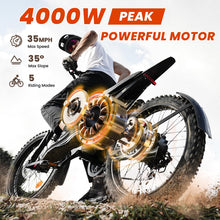 Load image into Gallery viewer, Flydone Electric Dirt Bike for Adults, ๐ฐ๐ฌ๐ฌ๐ฌ๐ช ๐ฃ๐ฒ๐ฎ๐ธ 27AH Electric Bike, ๐ฏ๐ฑ๐ ๐ฃ๐ 65+ Mile Range, 19" Fat Tire Off-Road Motorcycle, Hydraulic Disc Brakes,Dark Camel