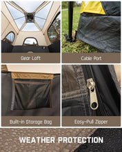 Load image into Gallery viewer, FanttikOutdoor Zeta C10 Pro Camping Tent 10 Person Instant Cabin Tent Setup in 60 Seconds with Rainfly & Windproof Portable with Carry Bag for Family Camping & Hiking, Khaki