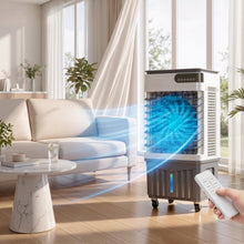 Load image into Gallery viewer, 3000CFM Swamp Cooler, 4-IN-1 Evaporative Air Conditioners With 9.2 Gal Water Tank, 4 Ice Packs, Remote, 12H Timer, 120°Oscillation, 36”Portable Cooling Fan with 3 Modes&Speeds for Bedroom Indoor Room
