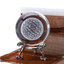Load image into Gallery viewer, H&D HYALINE & DORA 3D Laser Engraved Flower of Life Crystal Ball Paperweight with Stand,Chakra Healing Grid Flower Globe for Spiritual Decor Gift