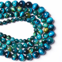 Load image into Gallery viewer, 6mm 60PCS Peacock Blue Tiger Eye Stone Beads Natural Crystal Spacer Loose Beads for Jewelry Making DIY Bracelet Semi Precious 1 Strand 15 inches