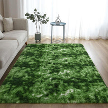 Load image into Gallery viewer, DweIke Fluffy Dark Green Rugs for Bedroom Living Room, 8x10 Large Soft Plush Shaggy Tie-Dyed Forest Moss Green Girls Boys Kids Rug, Non-Slip and Machine Washable Carpet for Dorm Nursery Decor