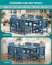 Load image into Gallery viewer, SERWALL Patio Dining Sets for 6 Person, HDPE Dining Set with 6 Armless Chairs, Blue