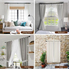 Load image into Gallery viewer, Hradecti 1' Diameter Curtain Rods, 30-144 Inch, Black, Iron, Matte Black Painted, Fit 30-142 Inch Windows, Heavy Duty, Adjustable, Window Treatment Single Rods