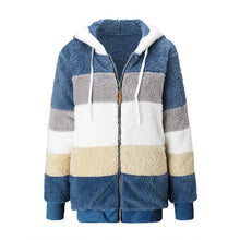 Load image into Gallery viewer, SHAOBGE Previous Orders Placed By Me In 2024 Cyber Of Monday Deals 2024 Winter Coats For Women Fuzzy Fleece Jacket Hooded Color Block Patchwork Cardigan Coats Outerwear With Pockets Blue X-Large