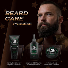 Load image into Gallery viewer, Bossman Essentials Beard Kit for Men - Beard Oil Jelly, Fortifying Conditioner Cream, Beard Balm - Grooming Growth Care Accessories (Vetiver X)