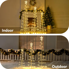 Load image into Gallery viewer, JOIEDOMI 3 Pack Spiral Christmas Tree Lights, 218 LED Outdoor Lighted Tree with Star Topper & Stakes, Christmas Decorations for Yard Porch Patio Garden Holiday Xmas Eve Night Décor, Warm White