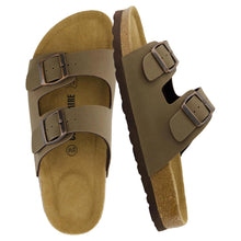 Load image into Gallery viewer, CUSHIONAIRE Lane Cork Footbed Sandals for Women – Comfortable Double Buckle Slip-On with Genuine Suede Footbed & Arch Support Slides for Women Footwear, BROWN 8