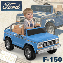 Load image into Gallery viewer, ANPABO Licensed Ford F-150 24V 2 Seater Ride on Car for Kids, 4x100W Motors for All-Terrain Electric Car with Parental Remote, Retro Style, 3-Speeds, Large Storage Box, Music Player, Aged 3-8, Blue