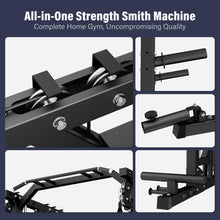 Load image into Gallery viewer, Major Fitness Drone2 Premium Smith△ Machine, All-in-One Home Gym Squat Rack with Aluminum Pulley Set, Weight Bar (BK D2AW Package(with Red Bench+230lb))