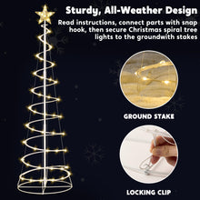 Load image into Gallery viewer, JOIEDOMI 3 Pack Spiral Christmas Tree Lights, 218 LED Outdoor Lighted Tree with Star Topper & Stakes, Christmas Decorations for Yard Porch Patio Garden Holiday Xmas Eve Night Décor, Warm White