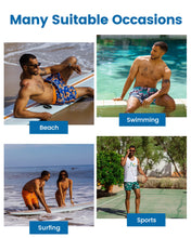 Load image into Gallery viewer, maamgic Mens Swim Trunks with Compression Liner 5" Stretch Beach Shorts Quick Dry with Zipper Pockets No-Chafing Board Shorts Black-Pink Shark M