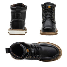 Load image into Gallery viewer, KELODON Waterproof Steel Toe Boots For Men-6" Leather Moc Toe Winter Warm Work Boots Mens Steel Toe Shoes Indestructible Non Slip Resistant Construction Safety Boot,Black,size 9.5 Men