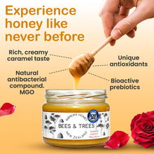 Load image into Gallery viewer, Bees & Trees Manuka Honey 830+ MGO – New Zealand Pure Monofloral, Raw, Bioactive – Unpasteurized Superfood for Wellness – Bioactive, Nutrient-Packed for Immunity & Vitality - 300g (10.6oz) Glass Jar