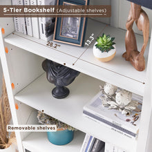 Load image into Gallery viewer, JXQTLINGMU 70" Farmhouse 5-Tier Storage Bookshelf-Bookcase with Adjustable Shelves & Barn Door, Kitchen Pantry Bathroom Organizer, Storage Cabinet for Living Room, Dining Room (White)