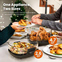Load image into Gallery viewer, Kismile 5-in-1 Portable Glass Air Fryer, 2.6QT & 4.7QT Dual Glass Containers with Lids, 85% Less Oil, Compact Smart Air Fryer Oven for Deep Roast, Crisp, Keep Warm – Freezer & Dishwasher Safe