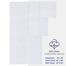 Load image into Gallery viewer, American Soft Linen Luxury 6 Piece Towel Set, 2 Bath Towels 2 Hand Towel 2 Washcloths, 600 GSM 100% Cotton Turkish Towels for Bathroom, White Towel Sets