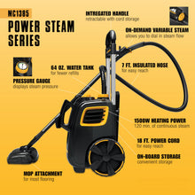 Load image into Gallery viewer, McCulloch MC1385 Deluxe Canister Steam Cleaner, 2-Hour Runtime, Chemical-Free, 23 Accessories: Mop Head, Brushes & More - Built for Home, Tile, Carpet, Furniture, & Personal Car Detailing
