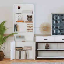 Load image into Gallery viewer, IRONCK Industrial Bookshelves and Bookcases with Doors Floor Standing 6 Shelf Display Storage Shelves 70 in Tall Bookcase for Home Office, Living Room