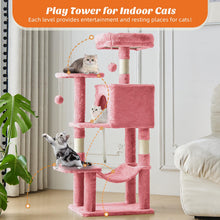 Load image into Gallery viewer, Sweetcrispy 44 Inch Cats Tree Tower, Cat Climbing Tower with Natural Sisal Scratching Posts, Hammock, Pet Condo for Indoor Cats and Kittens Play, Pink