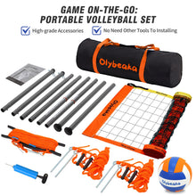 Load image into Gallery viewer, Professional Volleyball Net Set for Backyard Beach,Outdoor Height Adjustable Volleyball Net System with Heavy Duty Poles, Durable Net, PU Volleyball & Pump, Carry Bag