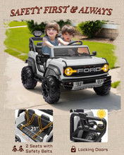 Load image into Gallery viewer, First Ride On Licensed Ford Bronco Raptor 24V 2 Seater Kids Ride on Toys, Battery Powered Electric Ride on Car, Remote Control Electric Car w/Led Lights, Music, High Low Speed (24V, White)