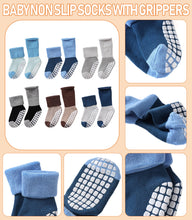 Load image into Gallery viewer, LANLEO Baby Girls Boys Non Slip Socks with Grips Toddler Kids Unisex Warm Thick Cotton Ankle Crew Socks with Grippers 6 Pairs Mix Color B,1-3 Year Old