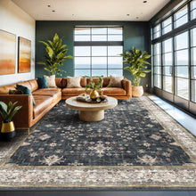 Load image into Gallery viewer, Boho Black Rug for Living Room - Washable 10x14 Area Rug, Dining Room Rugs for Under Table, Soft Low Pile Carpet for Large Bedroom - Farmhouse Decor, Non-Slip & Stain Resistance (10x14 Black/Multi)