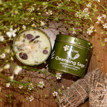 Load image into Gallery viewer, Sage Candle for Cleansing House Negative Energy Smudge Kit - 5oz Soy Wax Natural Clean Organic Non Toxic - Aromatherapy Spiritual Meditation Gifts - Long Lasting Highly Scented Candel with Crystals